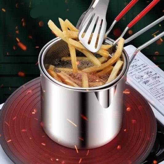 Stainless Steel Deep Fryer Pot with Basket – Oil Temperature Control, Non-Stick, Multi-Purpose Cooking Pot