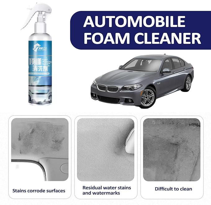 Car Foam Cleaner Spray, Car Foam Cleaner, Powerful Stain Removal Bubble Cleaner Foam, Cleaning Spray for Car Leather Seat, Kitchen Interior - 250ml