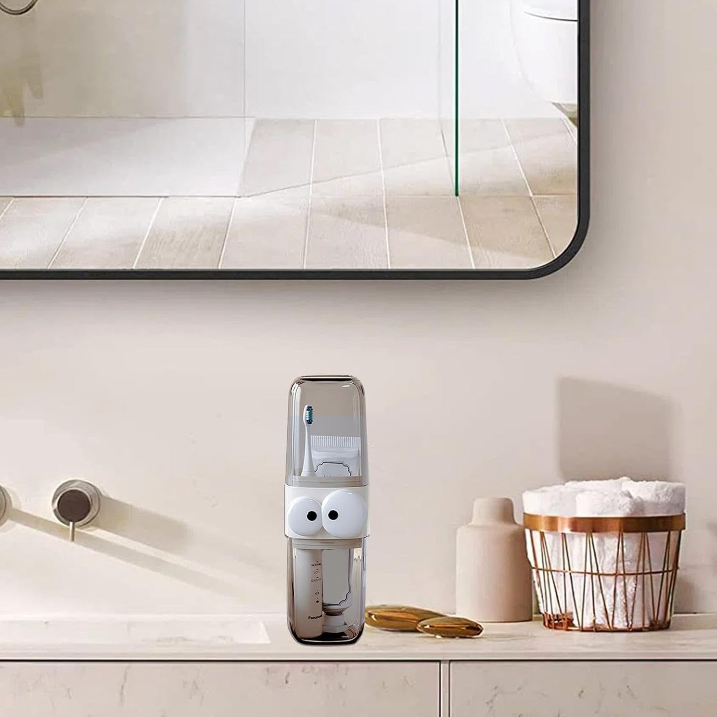 Cute Cartoon Transparent Toothbrush Holder with Storage Container - Dust-Proof, Travel-Friendly Toothbrush Case with 2 Cups Inside - Ideal for Camping, Picnic, Trip, Travel