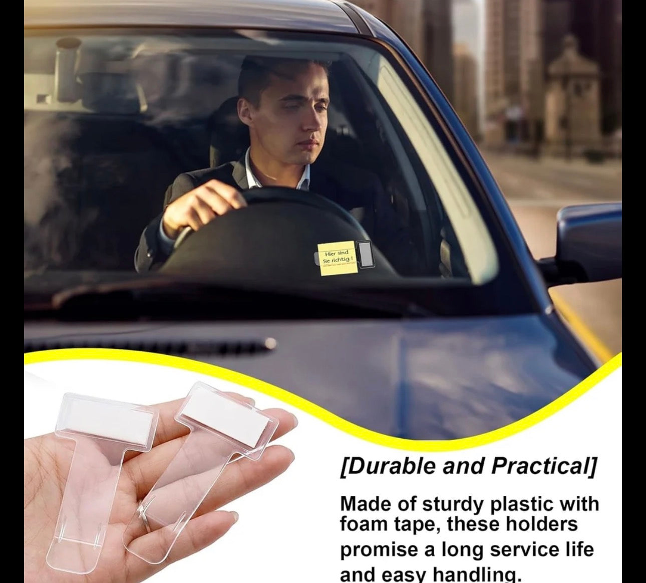 Self-Adhesive Windscreen Cardholder, Fastag Stand, Transparent Ticket Holder Car, Ticket Holder Car, Parking Permit Clip (2Pcs Set)