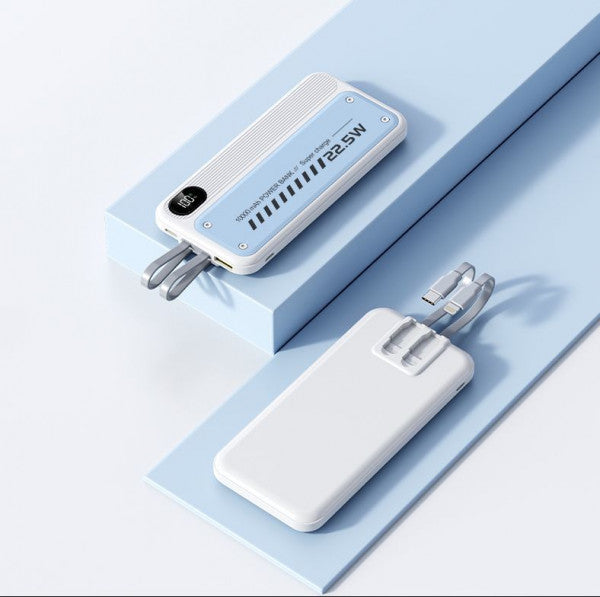Portable 22.5W Fast Charging Power Bank with Built-in Cable – 10000mAh Large Capacity
