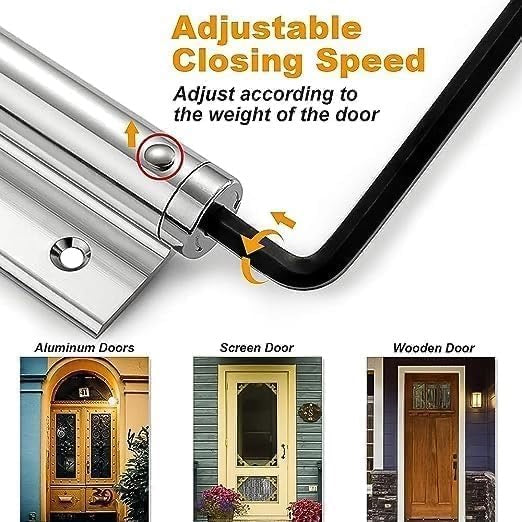 Automatic Adjustable Door Closer – Rust-Proof Stainless Steel Self-Closing Safety Spring for Residential & Commercial Doors