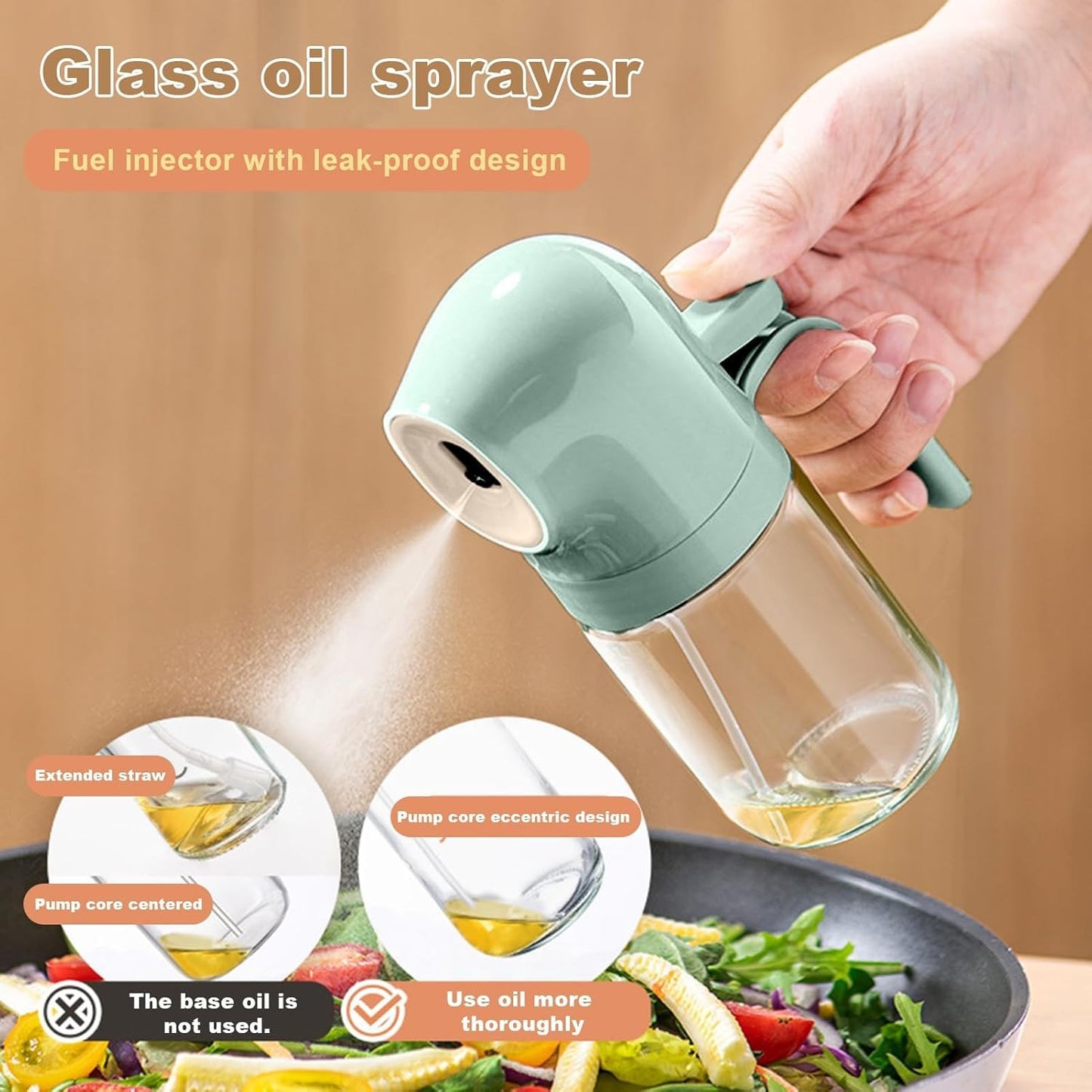 Eye-Cap Glass Oil Spray Bottle – Cute Leak-Proof Kitchen Dispenser (180 ML)
