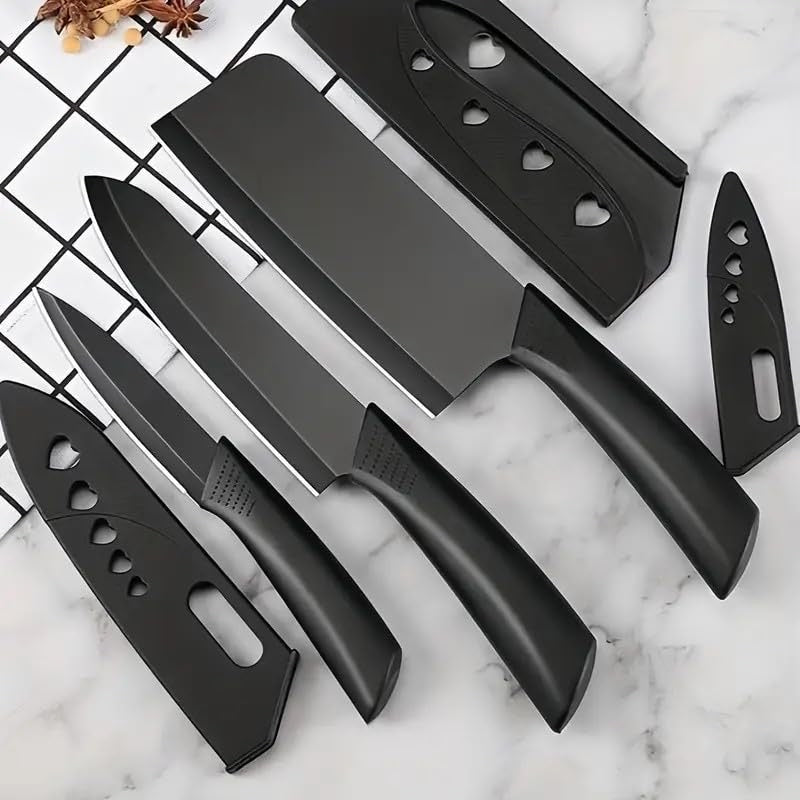 3-Piece Stainless Steel Chef Knife Set – Razor-Sharp, High Carbon Blades with Safety Covers | Cleaver, Chef Knife & Utility Knife