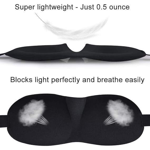 3D Contoured Sleep Mask – 100% Light Blockout, Adjustable Soft Eye Shade for Travel, Naps & Shift Work