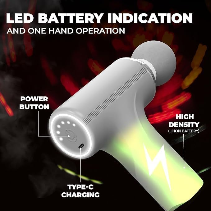 Charge Boost Massage Gun | True Percussion Large Torque motor | 3200 strokes per min | 4 Heads for whole body | Deep tissue percussion body massager machine | Massage Machine