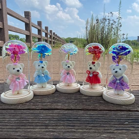 Galaxy Forever Rose in Glass Dome – Light-Up Eternal Crystal Flower with LED Glow | Romantic Gift Box for Valentine’s, Birthday, Anniversary & Special Occasions