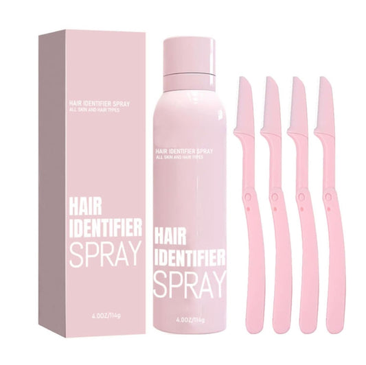 Hair Identifier Spray Kit with 4 Dermaplaning Razors – For All Skin & Hair Types