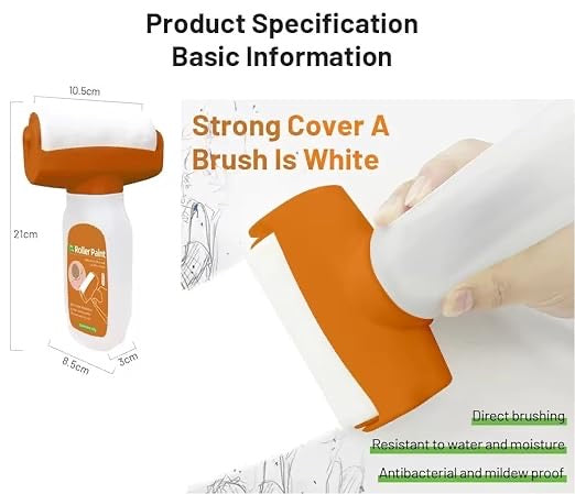 Wall Repair Roller Paint Household Supply Cleaning Tool Water Based Latex DIY Renovation Multifunctional Paint Roller for Cracks Solution - White