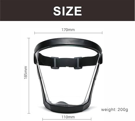 Full Face Shield Removable Filter Plug Anti Fog for Kitchen Restaurant Black| Facility Maintenance & Safety | Personal Protective Equip/PPE | Hard Hats