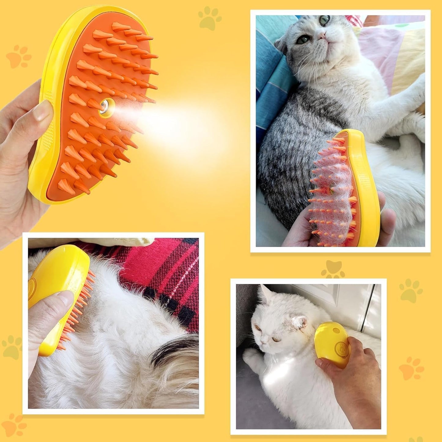 Small Mango Cat Steam Brush – Gentle Hot Steam Grooming Comb for Pets