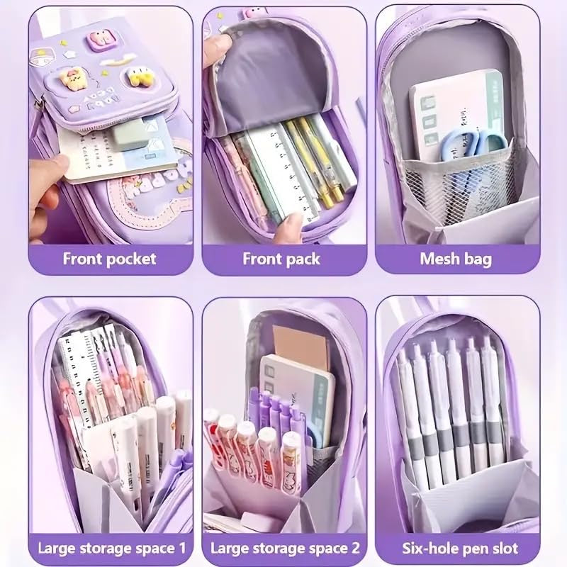 Pencil Pouch for Girls, Pen Pencil Pouch Stationery Organizer School, Pencil Box Girls Boys, Pencil Pouch Aesthetic for Kids, Large Capacity Pencil Case