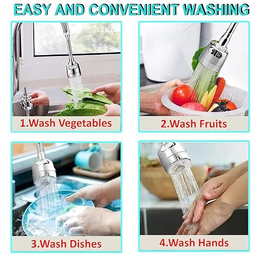 360° Rotatable Kitchen Tap Extender – Universal Faucet Sprayer with 3 Water Modes | Splash Filter Attachment for Kitchen & Bathroom