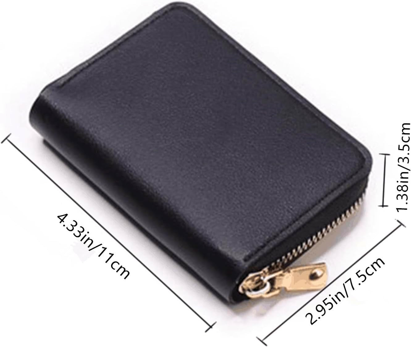 Credit Card Holder RFID Blocking PU Leather Mini Credit Card Wallet Purse Compact According ID Cards Bag with Zipper for Women Men 11 Card Slots