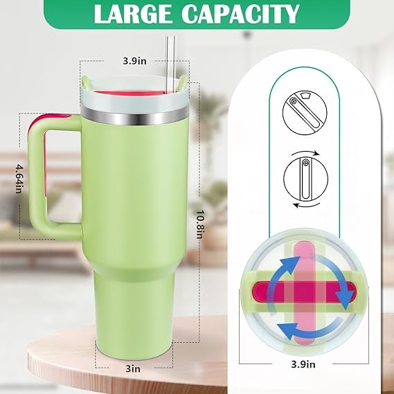 Stainless Steel Tumbler with Lid & Straw | Vacuum Insulated Tumbler | Double Wall Reusable Bottle with Handle, Leak Proof Tumbler for Office, Gym - 1200ml