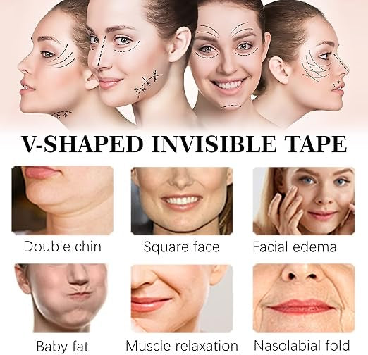 Invisible Face Lifting Tape – 40 pcs Breathable & Waterproof V-Shape Beauty Strips