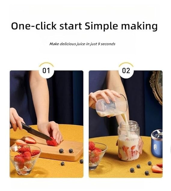 Portable Juicer Blender with Shaker Bottle – 6 Blade USB Rechargeable Safety Sensor Blender (400ML, Multicolor)