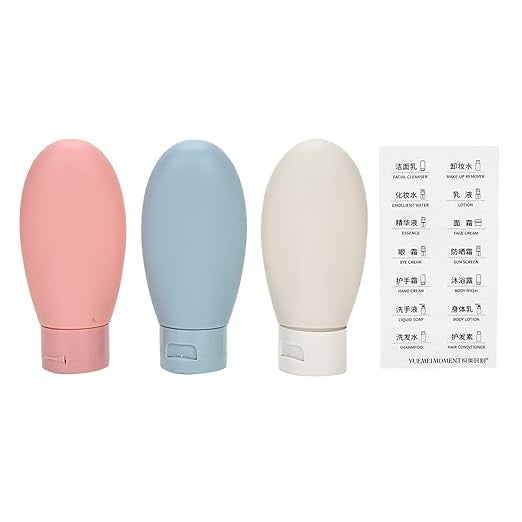 Travel Bottle, Leak Proof Refillable Squeezable Containers Set (60 ml) with 6 Label & Transparent Carry Bag for Liquid Shampoos, Soap & Toiletries Mini Essentials (3pcs Pack)