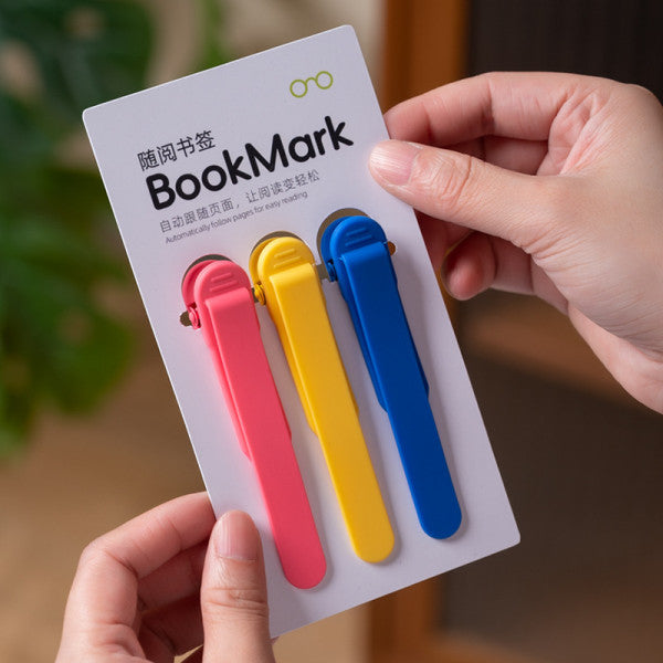 3PCS Silicone Automatic Bookmark Clips – Flexible, Durable & Easy Page Holder