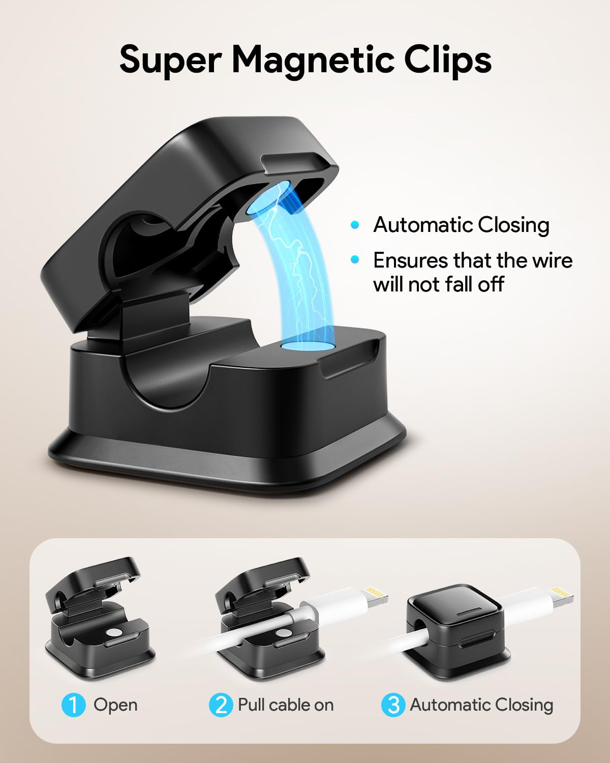 6 Pack Magnetic Cable Clips – Cord Organizer for Desk, Car & Home