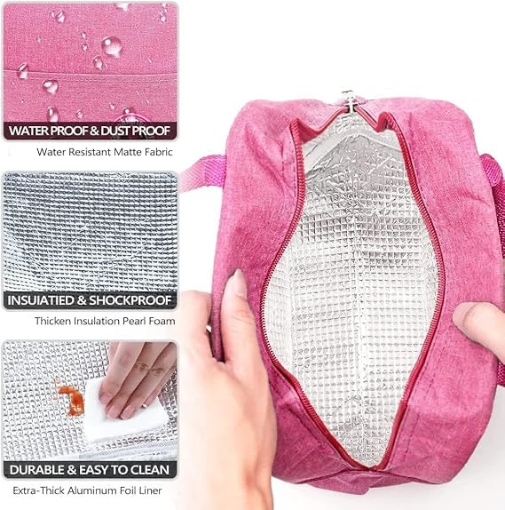 Waterproof Thermal Insulated Travel Storage Leak-Proof Hot Cold Lunch Bag Reusable Tote Bag with Inner Aluminum Foil for School Picnic Office Outdoor