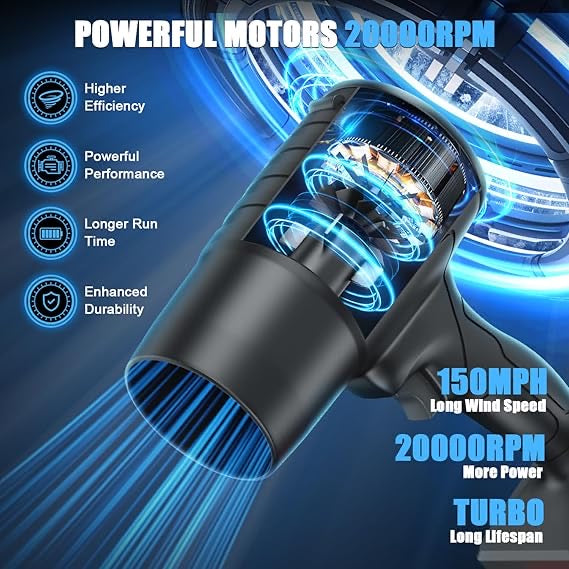 Cordless Leaf Blower with 24V Battery – High-Pressure Electric Blower for Lawn Care, Patio, Car Drying & Snow Removal