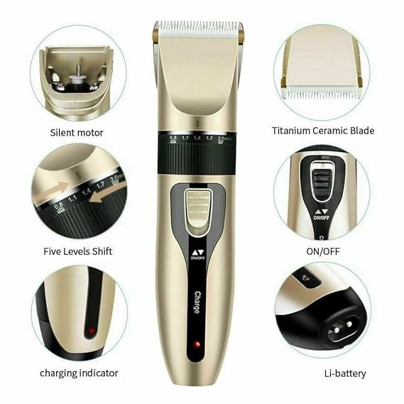 Rechargeable Cordless Hair Clippers – For Men, Women & Pets | 4 Combs + Scissors | Haircut, Beard, Sideburns & Grooming Kit