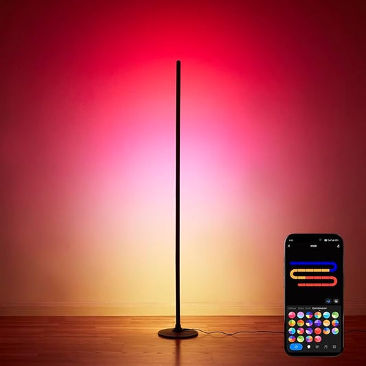 Smart RGBICW Corner Floor Lamp – 16M+ Colors, Music Sync, App + Remote Control | LED Ambient Light for Living Room, Bedroom, Gaming & Home Theater