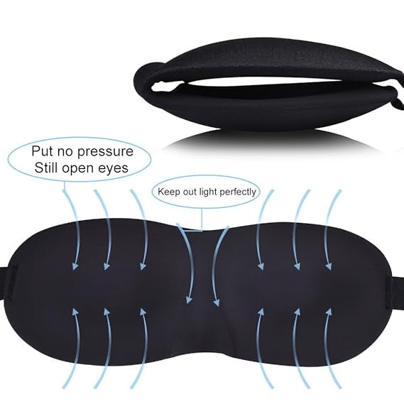 3D Contoured Sleep Mask – 100% Light Blockout, Adjustable Soft Eye Shade for Travel, Naps & Shift Work