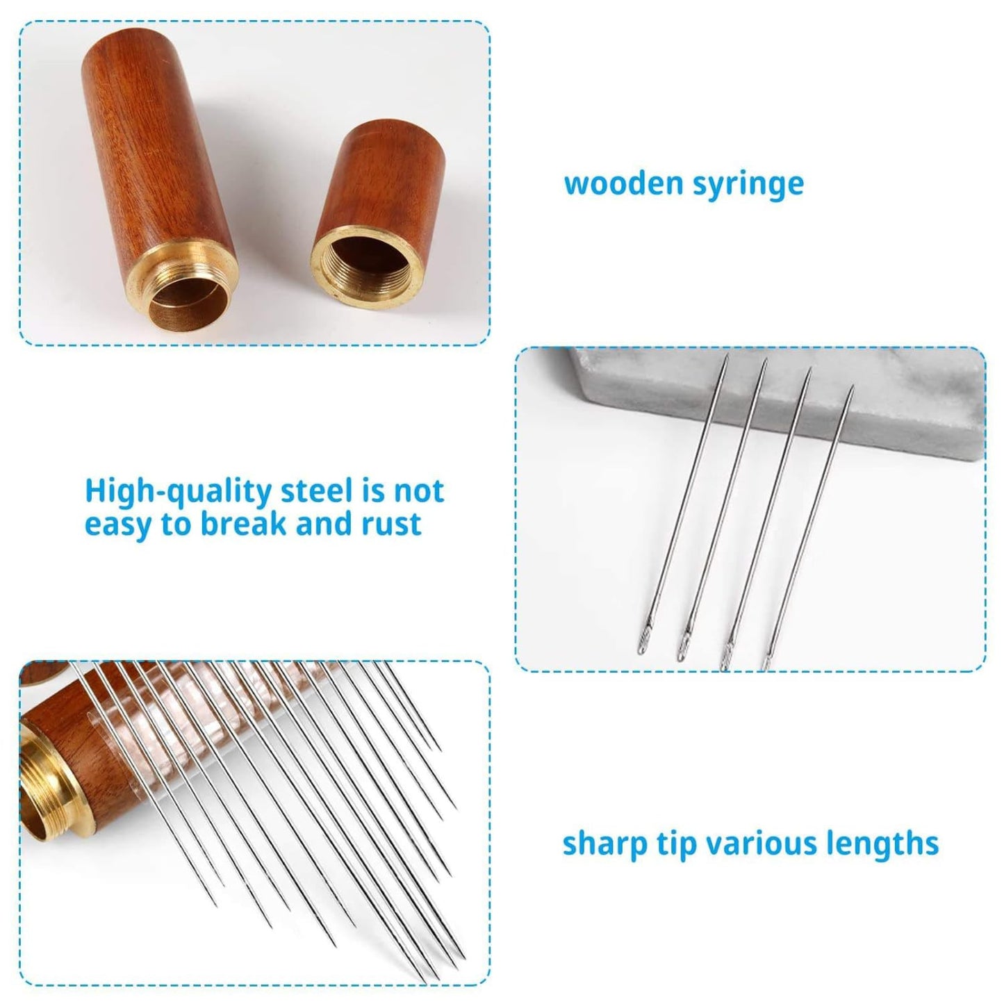30 PCS Self-Threading Needle Set with Wooden Storage Case – Easy Thread Quilting & Sewing Needles
