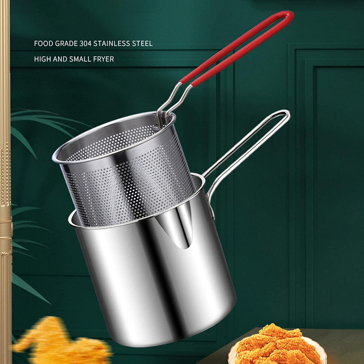 Stainless Steel Deep Fryer Pot with Basket – Oil Temperature Control, Non-Stick, Multi-Purpose Cooking Pot