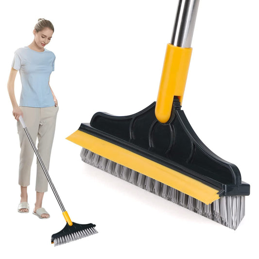 2-in-1 Long Handle Floor Cleaning Brush with Wiper – Scrub & Sweep in One