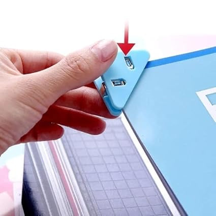 Mini Corner Clips Set – 5pcs Transparent & Colorful Triangle Page Holders | Bookmarks, Paper Clamps & File Organizers