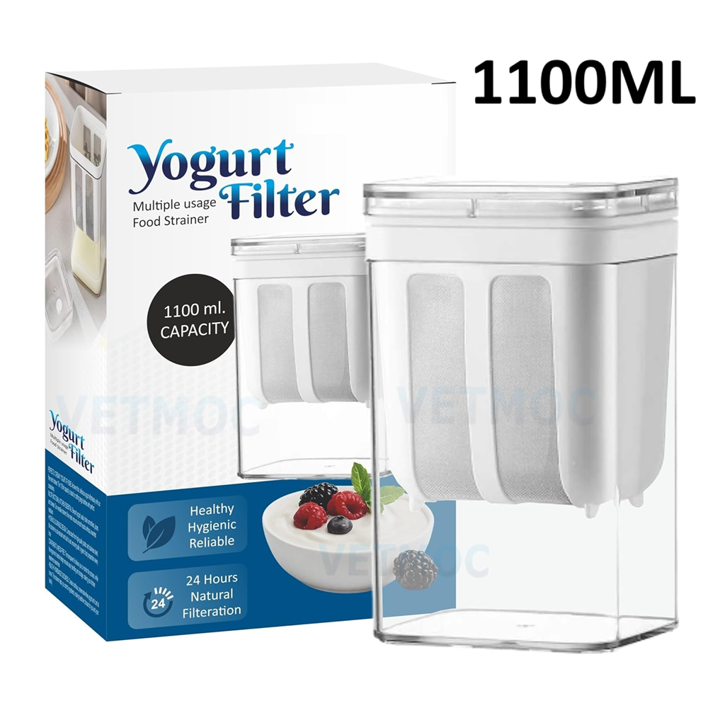 🍶 1100ML Greek Yogurt Strainer & Homemade Yogurt Maker – Large Capacity, Leak-Proof Design