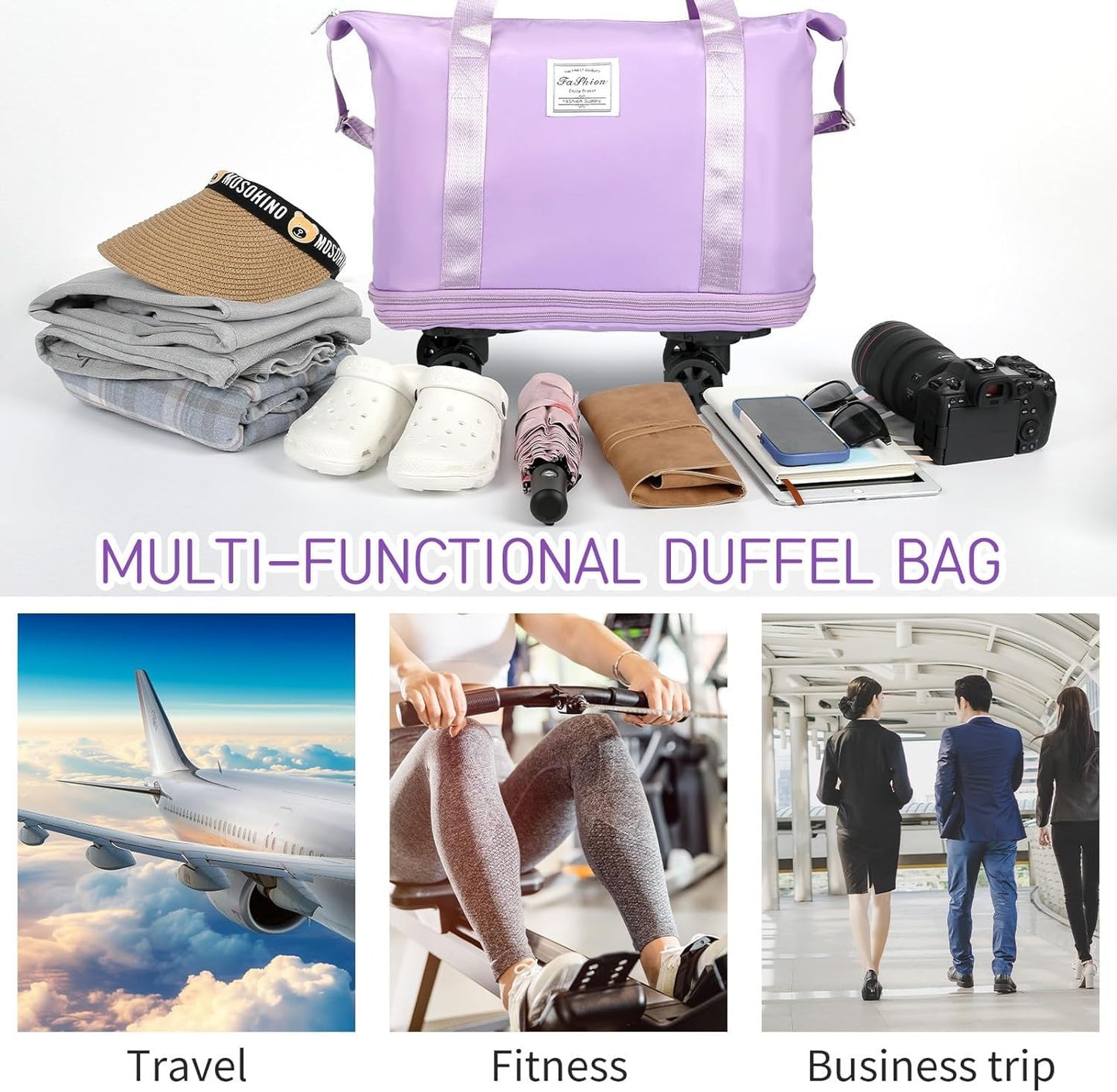 Expandable Rolling Duffle Bag with Wheels – Foldable, Spacious & Waterproof Travel Companion