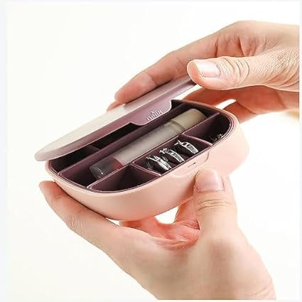 Travel Jewelry Box, Small and Portable Jewelry Storage Box with Mirror Earrings, Lipstick Necklace Storage Box Easy to Storage Jewelry Case Mini Cosmetic Holder Container