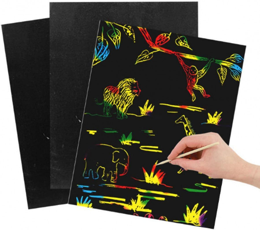 Magic Scratch Art Coloring Paper – 10 Sheets with Scratch Tool for Kids’ Creative Drawing & Craft Fun