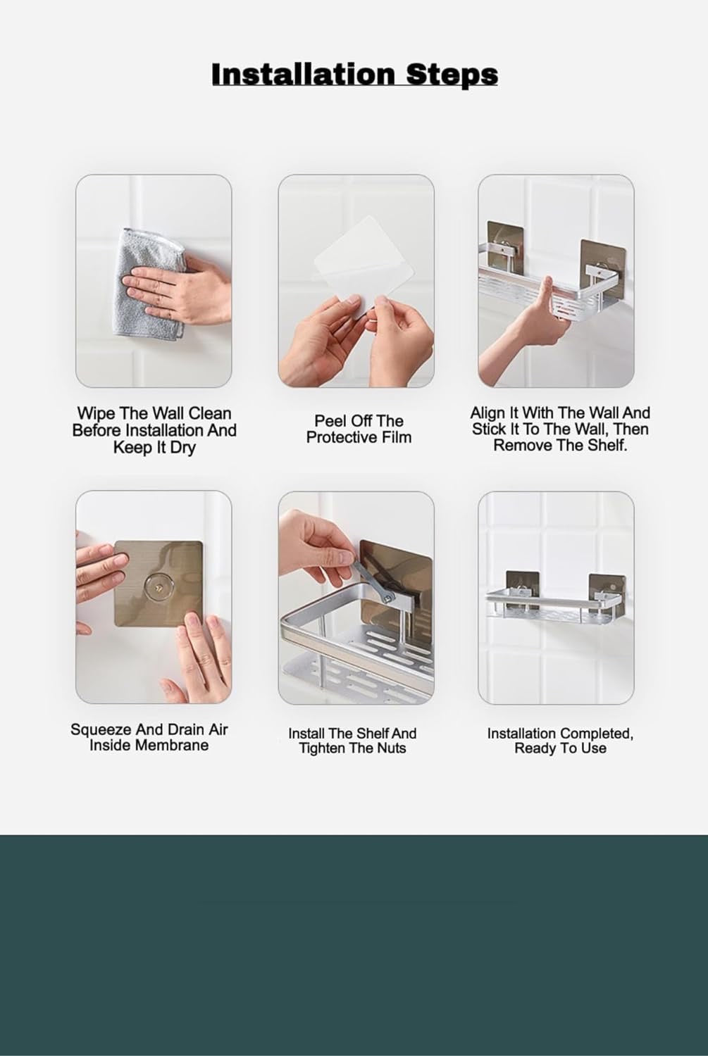 Gold Self-Adhesive Multipurpose Wall Mounted Bathroom Shelf & Rack for Kitchen, Space Saving Organizer, Punch Free Wall Shelves Stand (2pcs Pack)