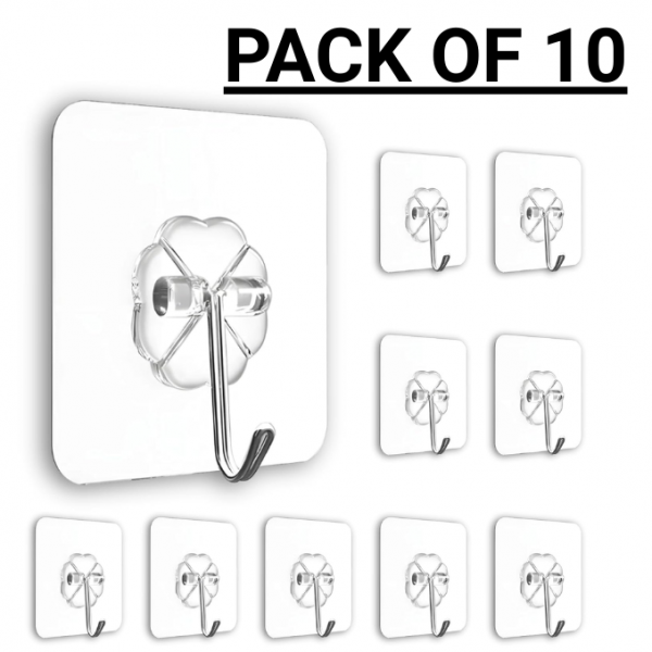 Self-Adhesive Wall Hook Stickers – Heavy Duty Multipurpose (Pack of 10)