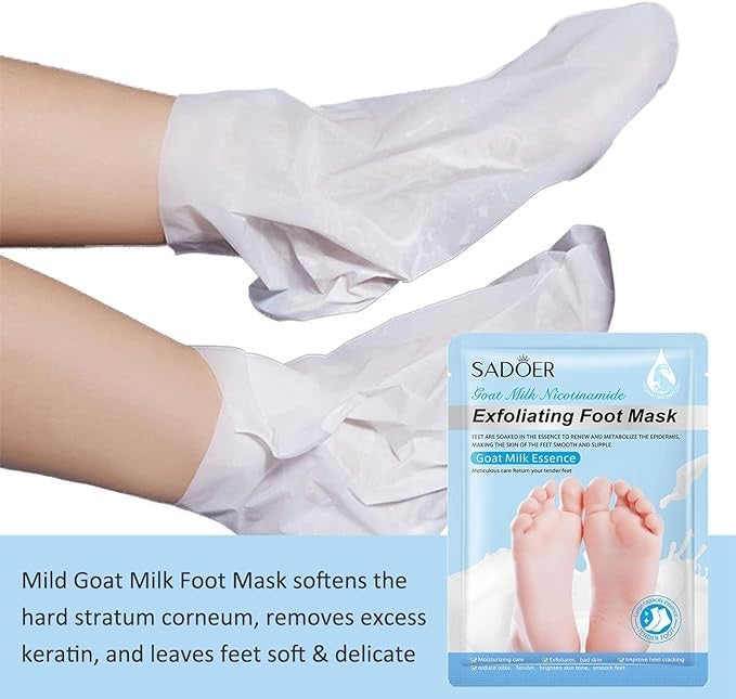 Foot Peel Mask For Dead Skin Removal Dry Cracked Callus Remover Hydrating Sock Deeply
Moisturizes Dry & Dull Skin Reduces Pigmentation- Goat
Milk Essence