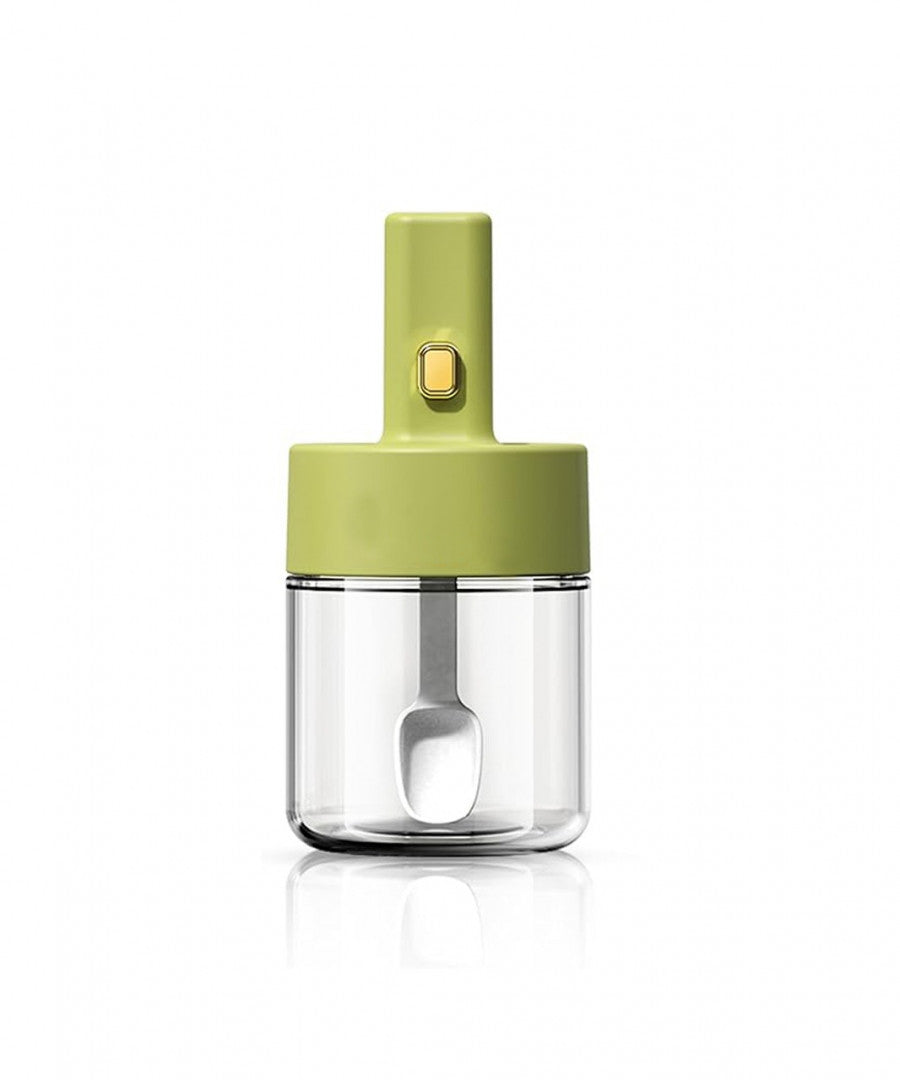 Glass Spice Jars with Built-In Retractable Spoons & Airtight Lids – Dustproof & Easy to Clean