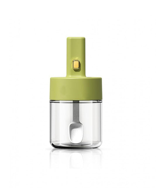 Glass Spice Jars with Built-In Retractable Spoons & Airtight Lids – Dustproof & Easy to Clean