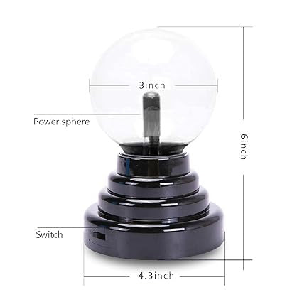 Plasma Ball/Light/Lamp, Static Electricity Globe Electric Lightning Ball, Touch Sensitive, USB Powered, Amazing Gift for Parties, Birthday & Holiday