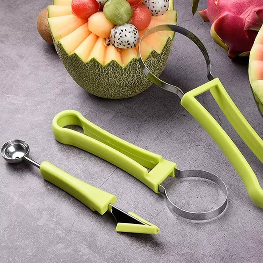 4-in-1 Fruit Scooper, Melon Baller & Carving Tool – Multi-Purpose Kitchen Gadget