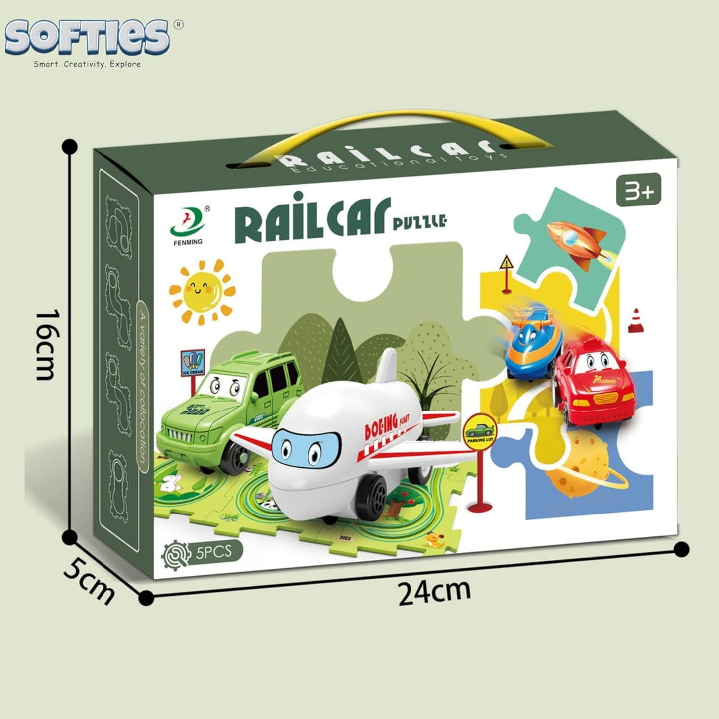 Space Theme Rail Car Puzzle Track Set – 2-in-1 Puzzle & Car Game for Kids (Ages 3–6)