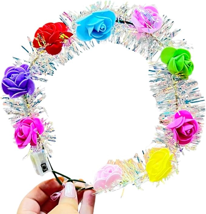 6 LED Flower Wreath Headbands – Luminous Festival Crowns with 3 Light Modes