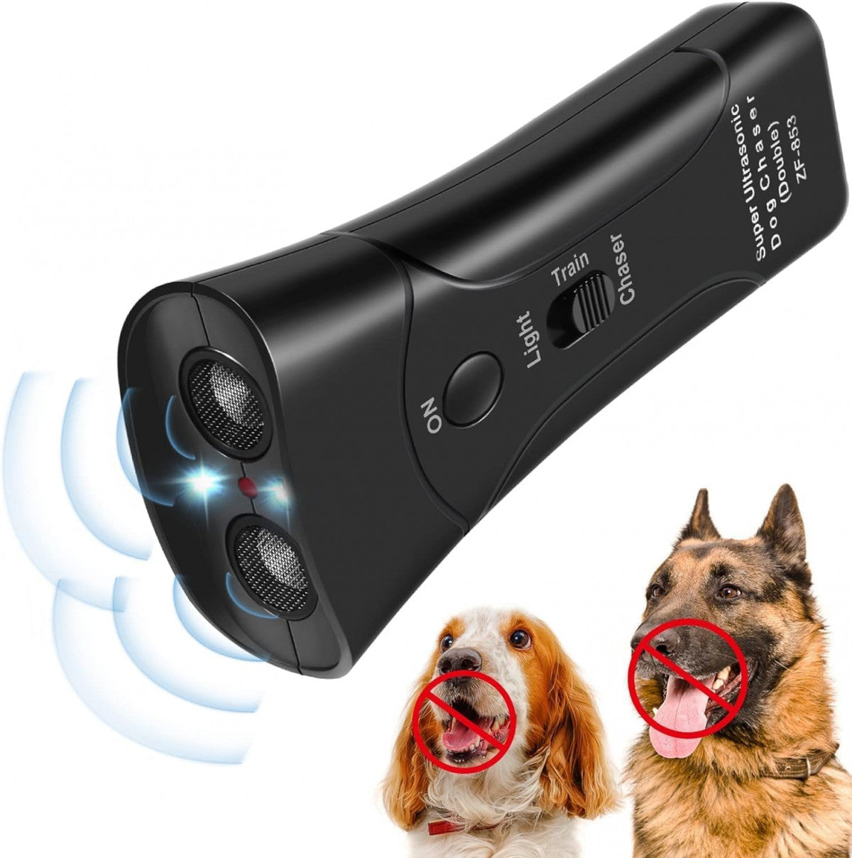 🐶 Ultrasonic Dog Chaser – Portable Bark Deterrent with Dual Speakers & Adjustable Volume