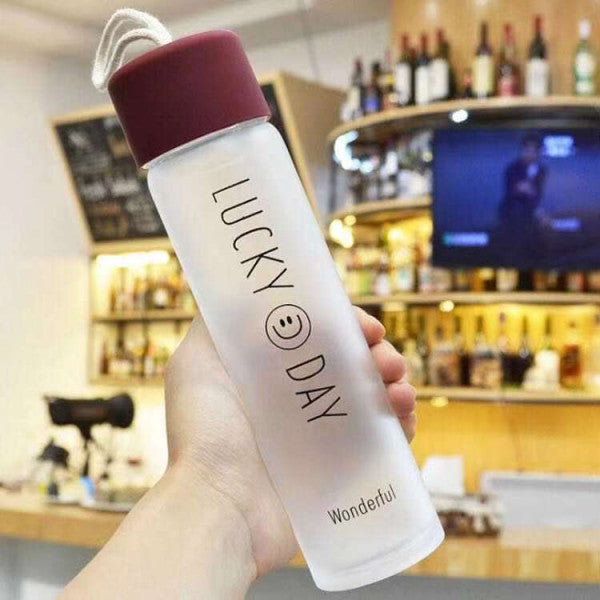 🌿 Slim Frosted Glass Water Bottle – Leak-Proof, Stylish & Reusable with Cup Cover