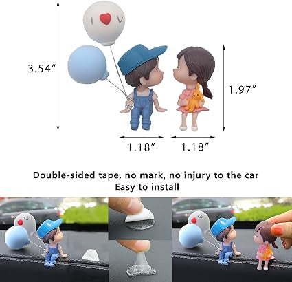 Car decoration, cute cartoon couple, action figure, balloon ornament, resin balloon couple figurines garden ornament, cute doll couple ornaments