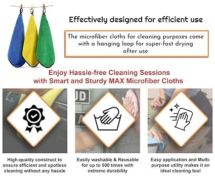 Car Accessories Cleaning 800 GSM Microfiber
Towel for Car Cleaning and Detailing, Dual Sided, Extra Thick Plush Microfiber Cloth - 40cmx40cm (2pcs Pack)